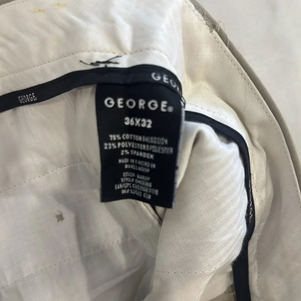 George Tan Straight Leg Chino Khaki Pants.  Sz 36/32